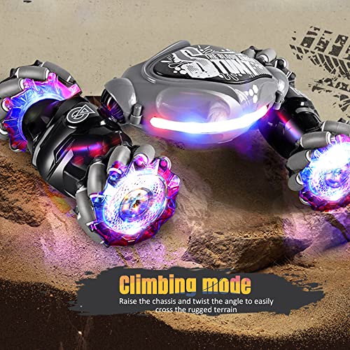 Gesture Sensing RC Stunt Car with Light & Musi, 2022 New Remote Control Gesture Sensor Toy Cars, Double Sided Rotating Off Road Vehicle 360° Flips with Tail Spray, Toy Cars for Kids Birthday (Grey) - Thumbnail 3
