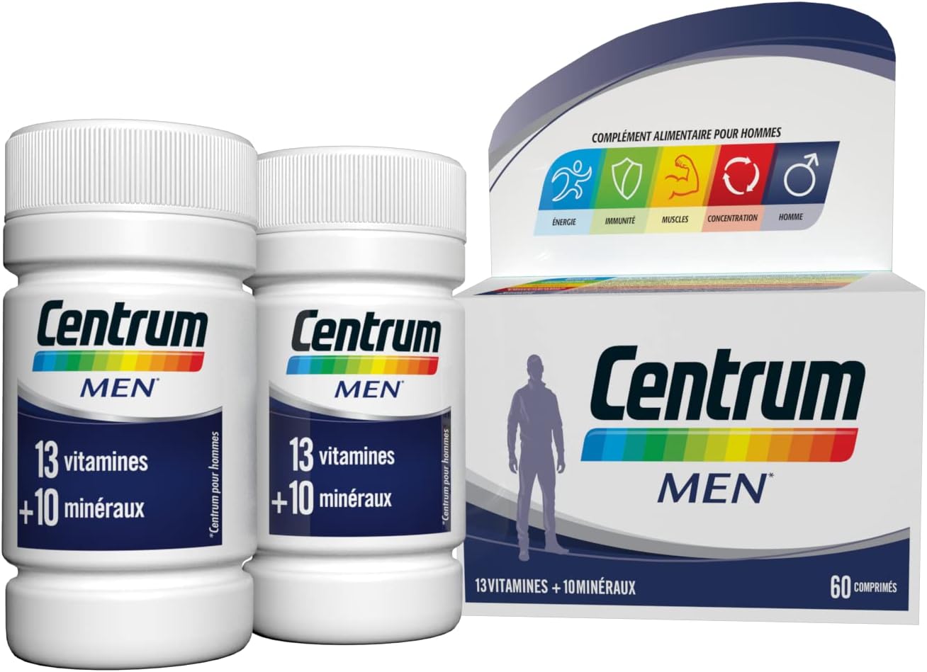 Centrum Men : Avis et test sur le complément alimentaire riche en 13 vitamines et 10 minéraux pour hommes (lot de 2×30 comprimés) Centrum Men : Avis et test sur le complément alimentaire riche en 13 vitamines et 10 minéraux pour hommes (lot de 2×30 comprimés)