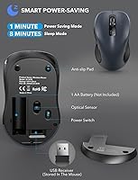 Vista 4 de Trueque Mouse inalámbrico, mouse óptico ergonómico de 2.4 GHz, mouse de computadora para laptop, PC, computadora, Chromebook, portátil, 6 botones