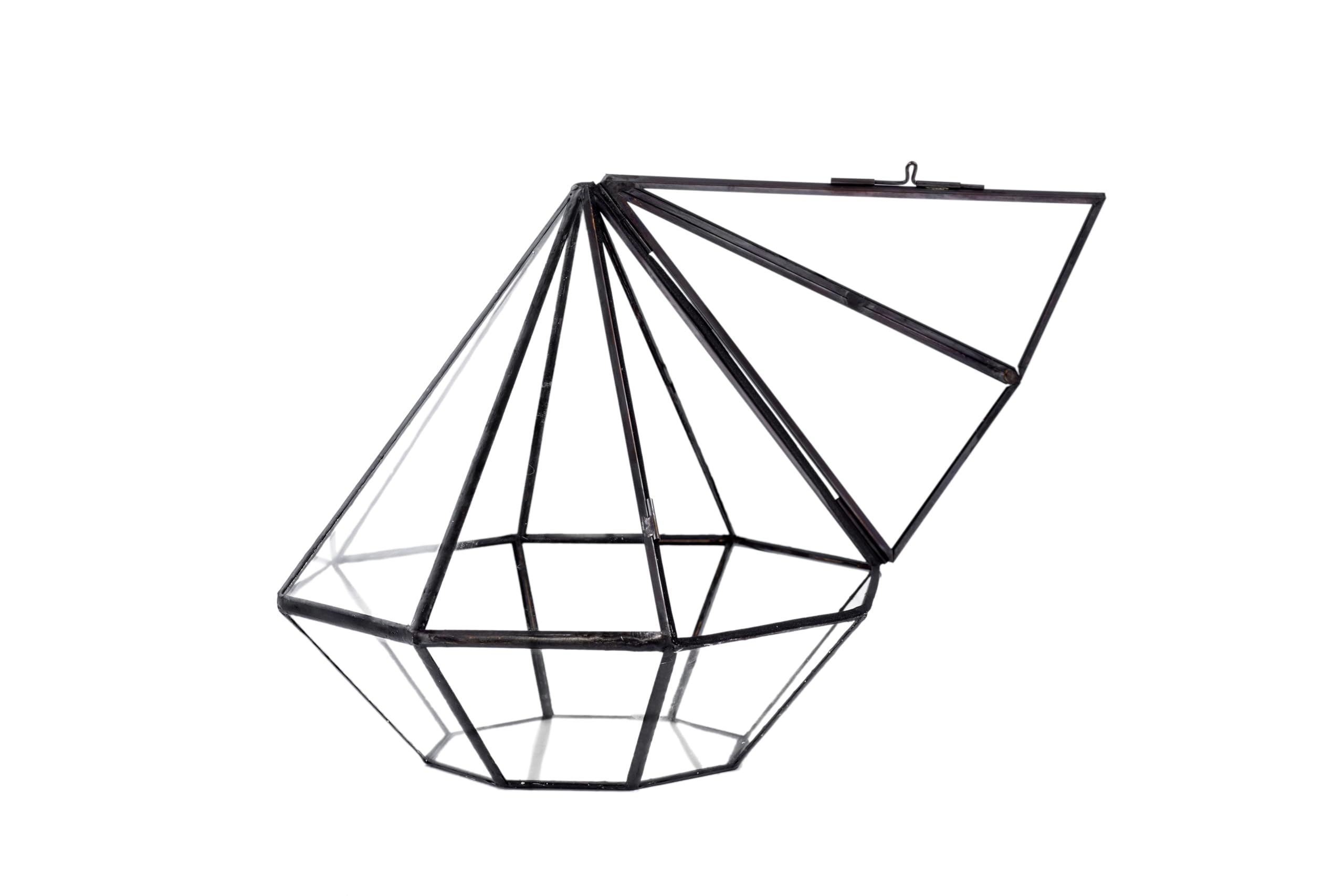 KRAFTSTORIESClear Glass Terrarium with Door | Diamond Design Container | Ideal Planter for Moss and Indoor Plants | Maintains Humidity | Self-Sustaining Indoor Garden Ecosystem (Terrarium Only)