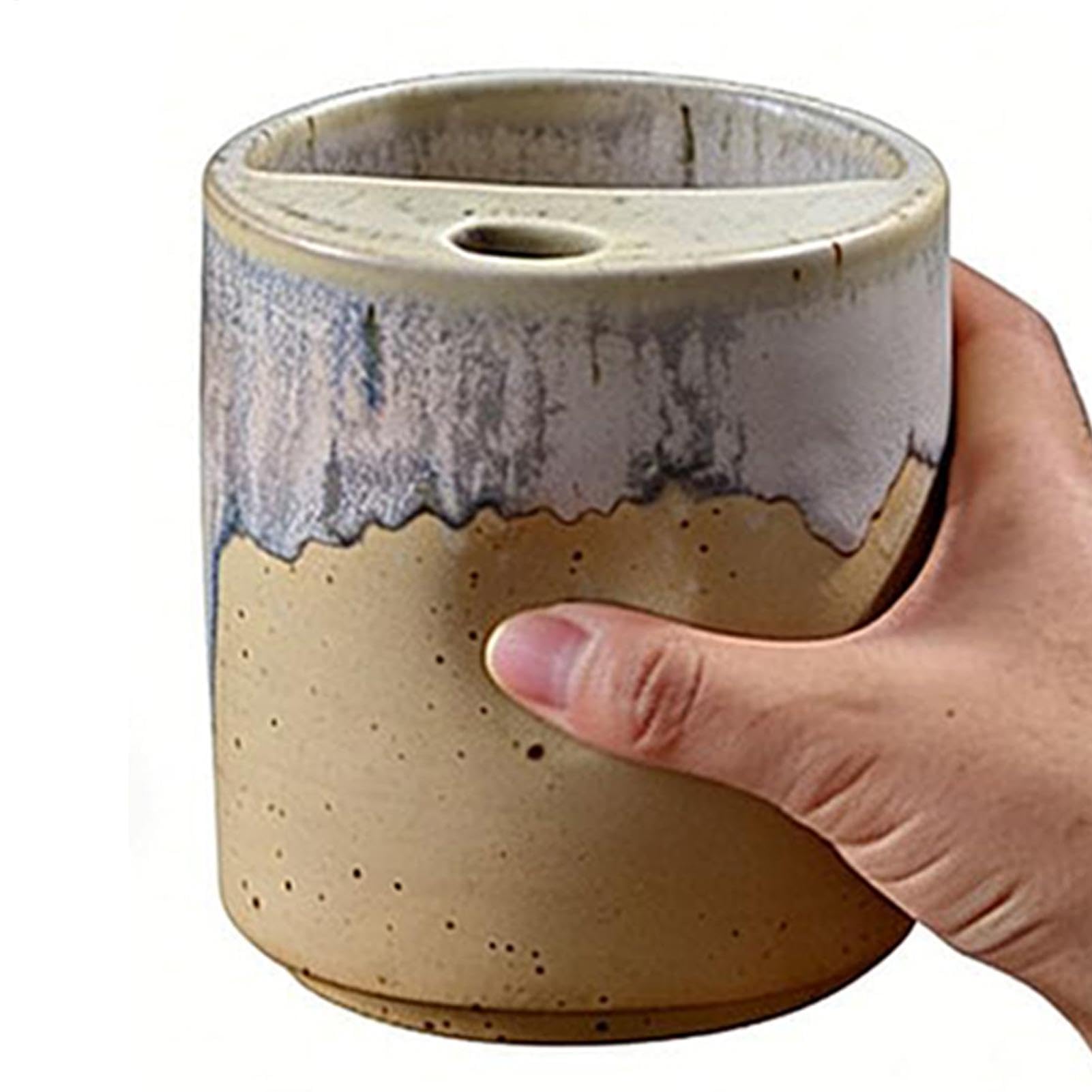 Taza café cerámica antiderrame con orificio de sorber para hombres y mujeres