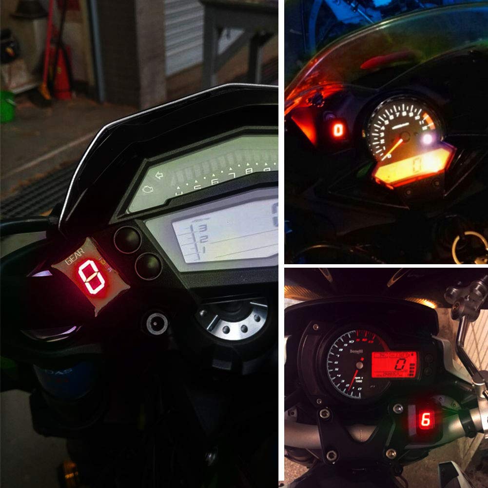 Indicador del engranaje de la motocicleta, Montaje de enchufe de ECU impermeable para motocicleta Indicador LED de 6 Engranajes Pantalla LED