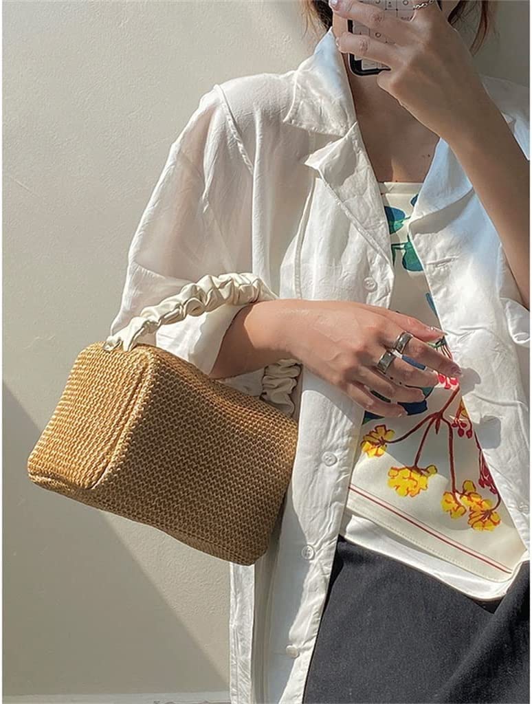Stroh-Umhängetasche, Stroh-Clutch-Frauen-handgemachte Stroh-Taschen-Sommer-Strand-Umschlag-Geldbörsen-Geldbörsen-Tasche Purs