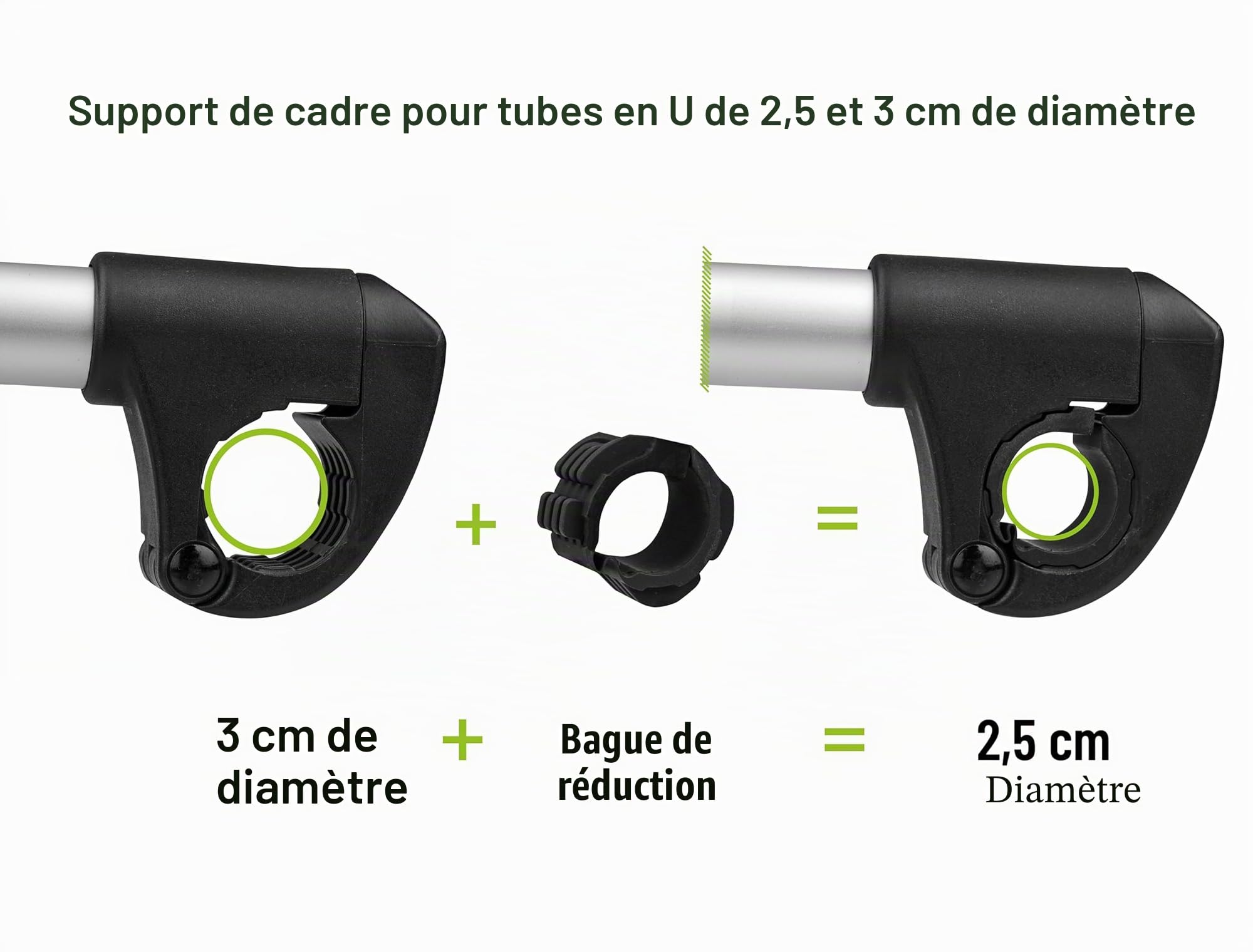 EUFAB 11630 Support de Cadre Amovible Long Ø 25 + 30 mm