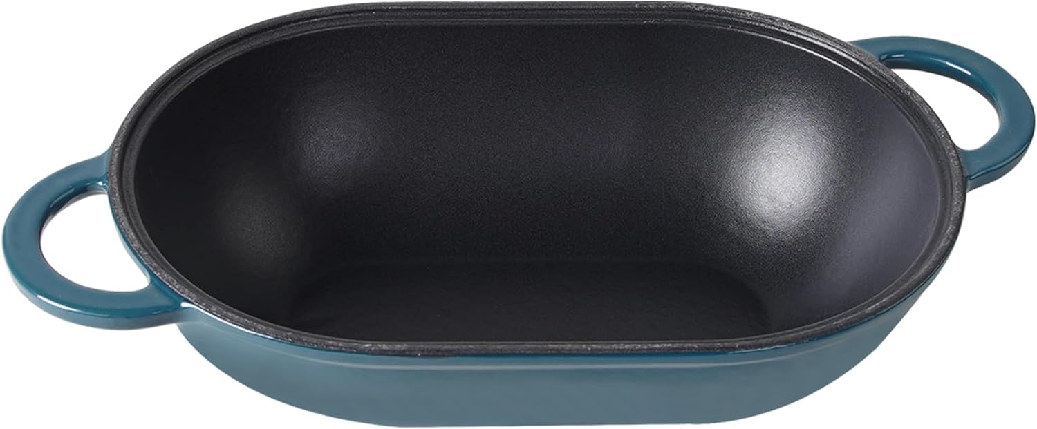 Crucible Cookware Enameled Cast Iron Bread Pan Dutch oven with Lid and Loop Handles - Dark Teal Blue – Oven Safe Form for Baking and Cooking, Artisan Bread Kit - Loaf Pan - Image 5