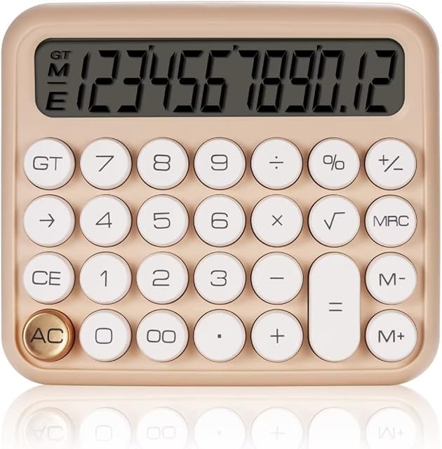 GUDTEKE Office Calculator 12 Digit Large LCD Display Cute Calculator Handheld Mechanical Calculator Big Buttons Calculators Desktop for Daily and Basic Office Supplies