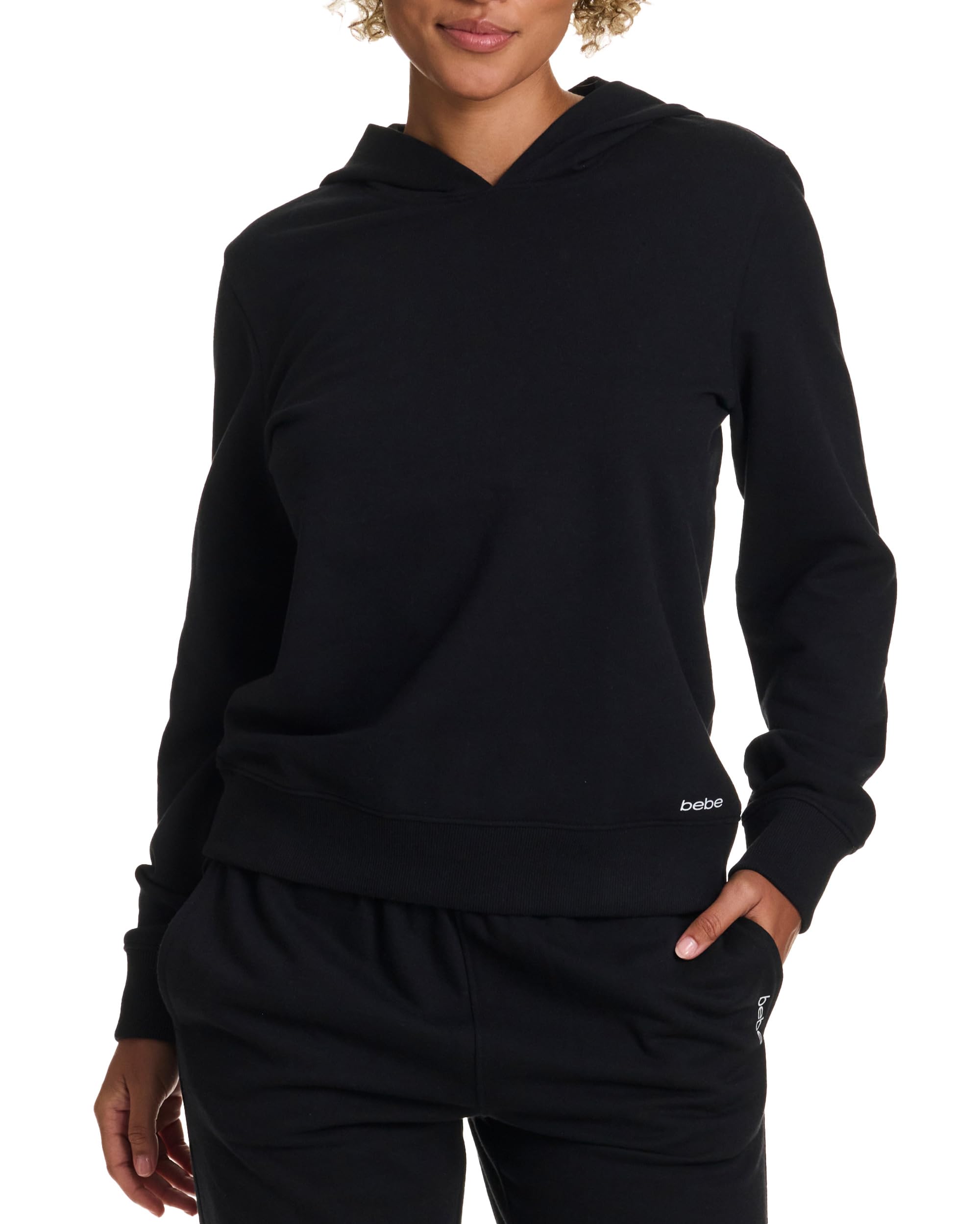 bebe French Terry Hoodie - Black, S