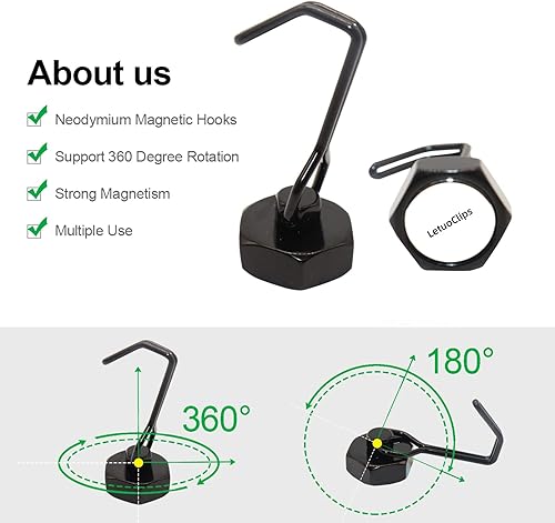 Miniatura 5 de LetuoClips Ganchos magnéticos ganchos magnéticos resistentes de neodimio giratorios para nevera herramientas de utensilios de parrilla refrigerador