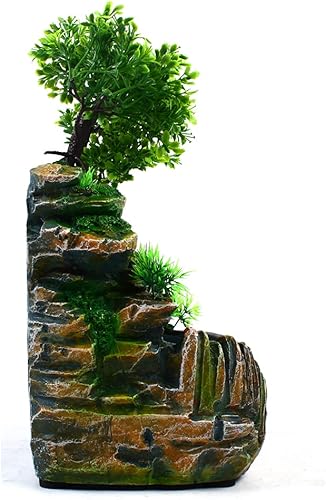 Miniatura 5 de Xuthusman Fuente de agua Resina Rockery Cascada Feng Shui Escritorio LED Lámpara Oficina Decoración Azul