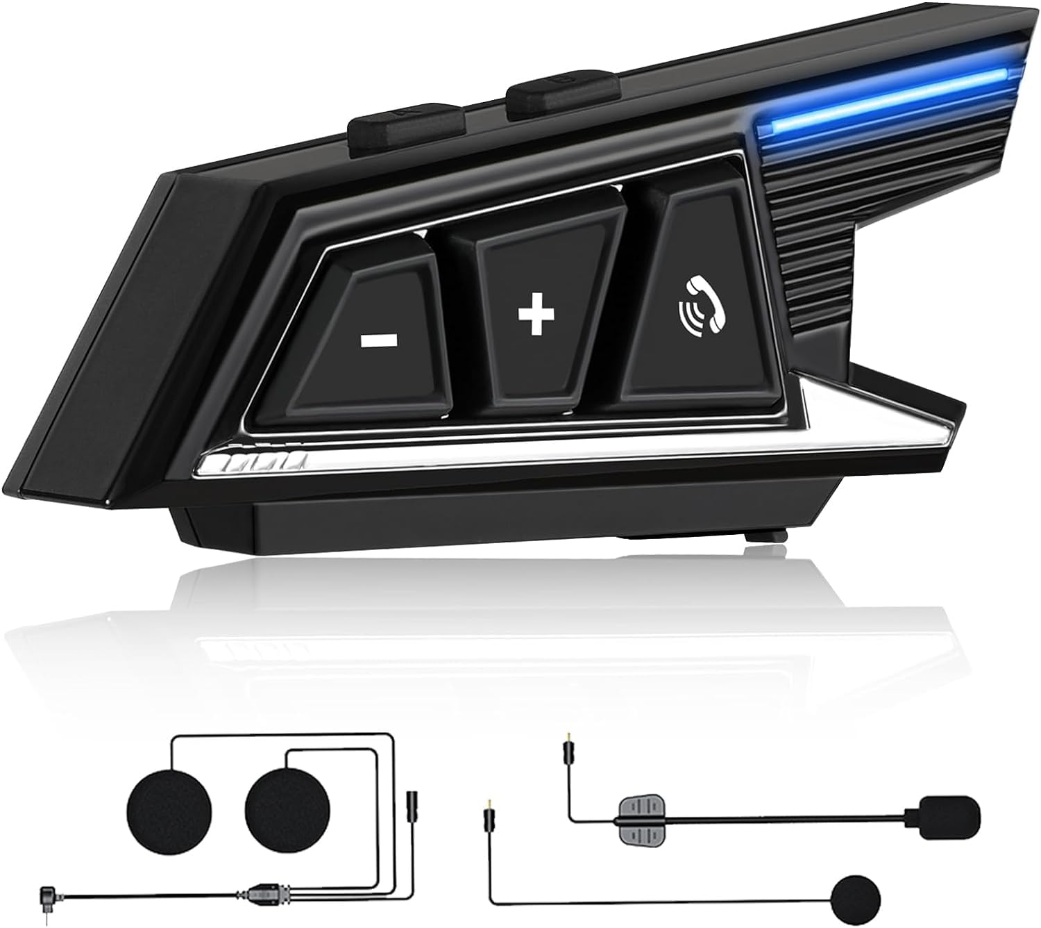 BT40 Motorcycle Bluetooth Headset, with Soft and Hard Microphones, Motorcycle Helmet Bluetooth Headset, CVC Noise Reduction Stereo Sound Effect, IPX6 Waterproof Ultra-Thin Earphones with All Helmets