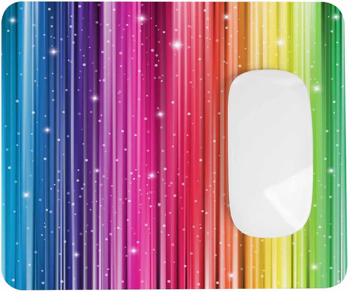 Pehede Mouse pad with Anti-Slip Rubber Base, Easy Gliding,Computer Mouse Mat for Computers, Laptop, Gaming, Office & Home, 7.9 * 9.5 in,Rainbow Glitter Stardust Striped image 2
