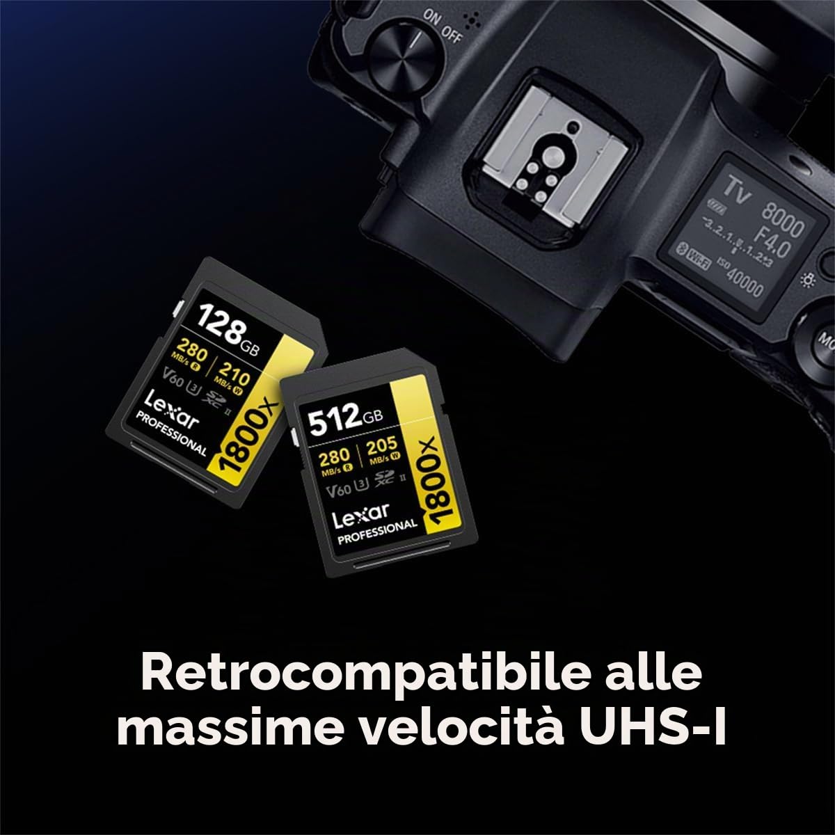 Lexar Scheda di memoria professionale da 256 GB 1800x UHS-II SDXC (serie Gold)