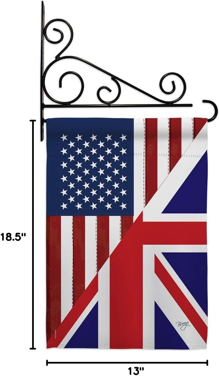 US UK Friendship Garden Flag Set Wall Holder Regional USA American Alliance World Country Particular Area Small Decorative Gift Yard House Banner Made In 13 X 18.5