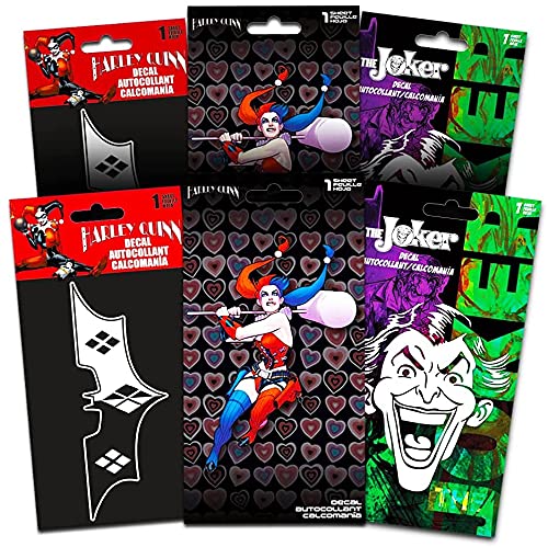 DC Shop Comics Harley Quinn Decals Set ~ Bundle with 6 Large Harley Quinn Suicide Squad Decal Stickers for Car, Walls, Room Decor (Harley Quinn Merchandise), Harley Quinn doll