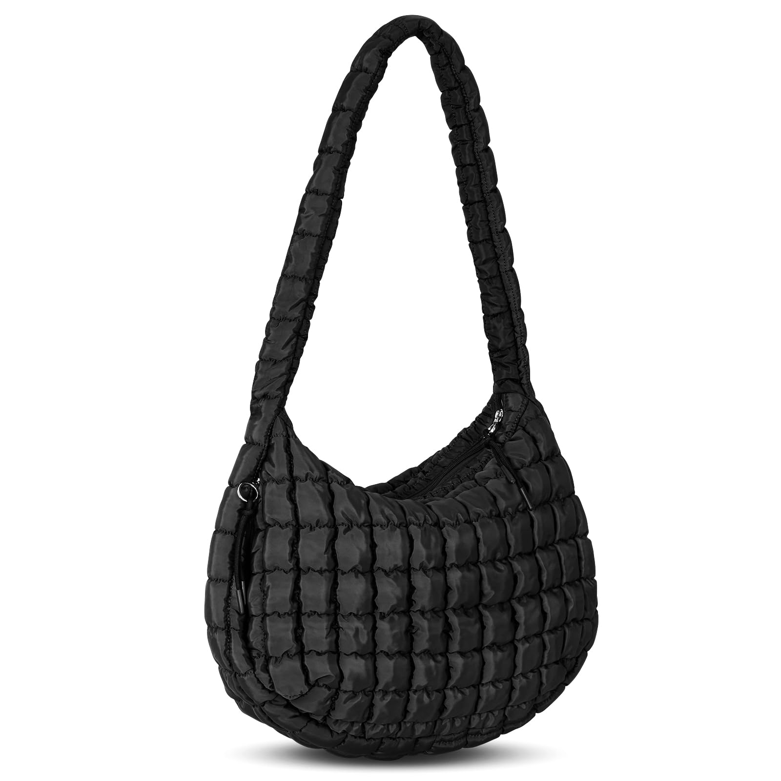 Puffer Tote Bag for Women Large Quilted Carryall Bag Crossbody Bag Puffy Shoulder Bag for Women Lightweight Hobo Bags (Black)