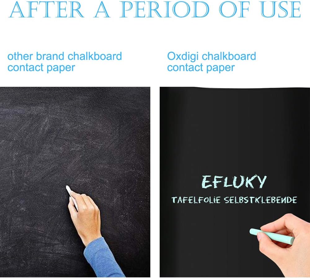 Oxdigi Extra Large Chalkboard Paper 23x394in Peel & Stick, Removable Blackboard Wall Decal for Kids Room, Easy Self Adhesive, Thick 0.3mm CPP Material