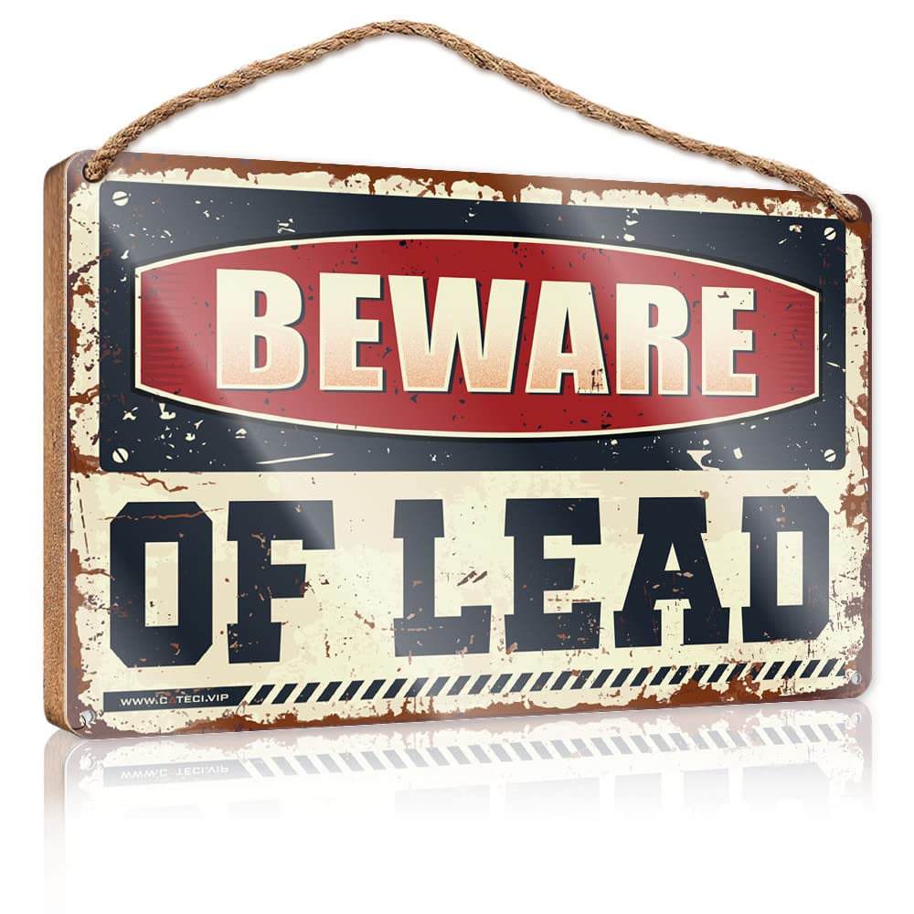 IBWNBBUSN Wall Hanging Decor Sayings Beware Of Lead Wooden Sign Coffee Bar Decor Summer Gifts