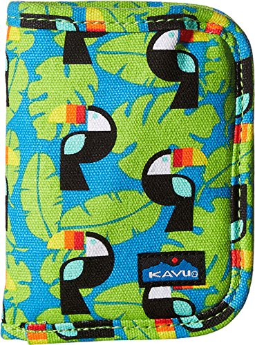 KAVU Zippy Wallet Bi Fold Zip Clutch with Removable Coin Pouch - Blue Toucan
