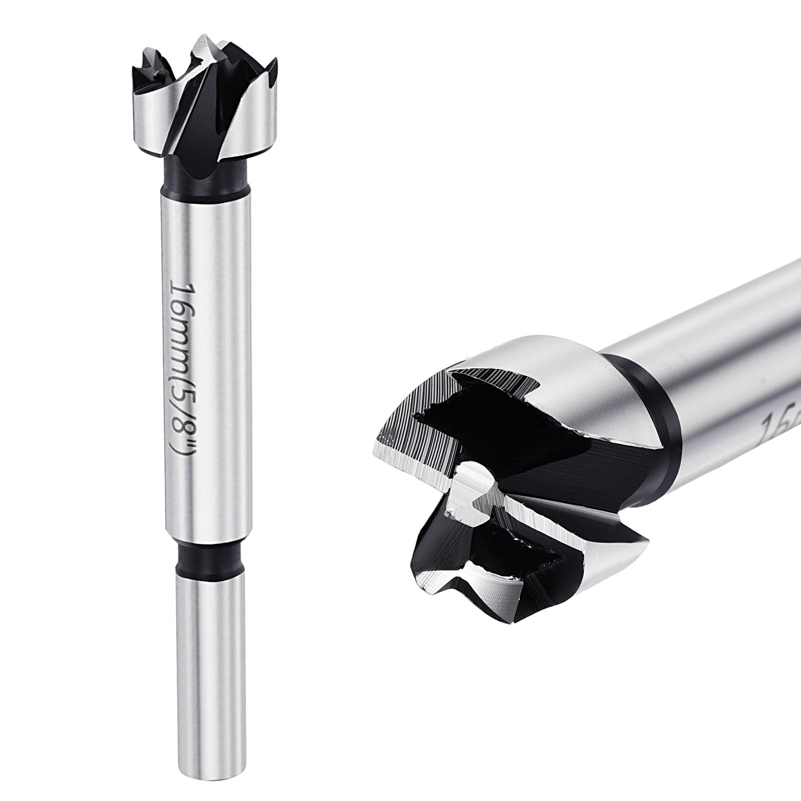 DTGN 16mm Forstner Drill Bit 5/8" - 1Pack - Good for Wood Plastic Plywood - Multi-Tooth Carbon Steel Woodworking Hole Saw Cutter with Round Shank - Silver