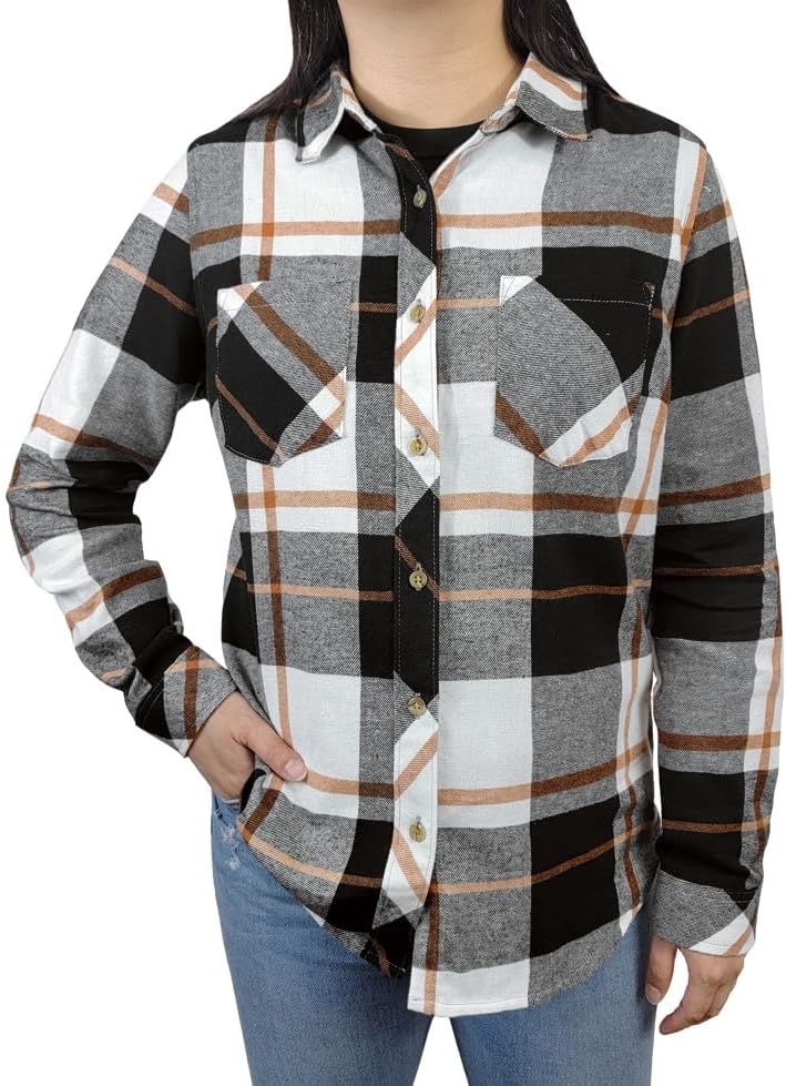 Victory Outfitters Ladies' Plaid Flannel Button Up Shirt w/Two Chest Pockets - Image 2