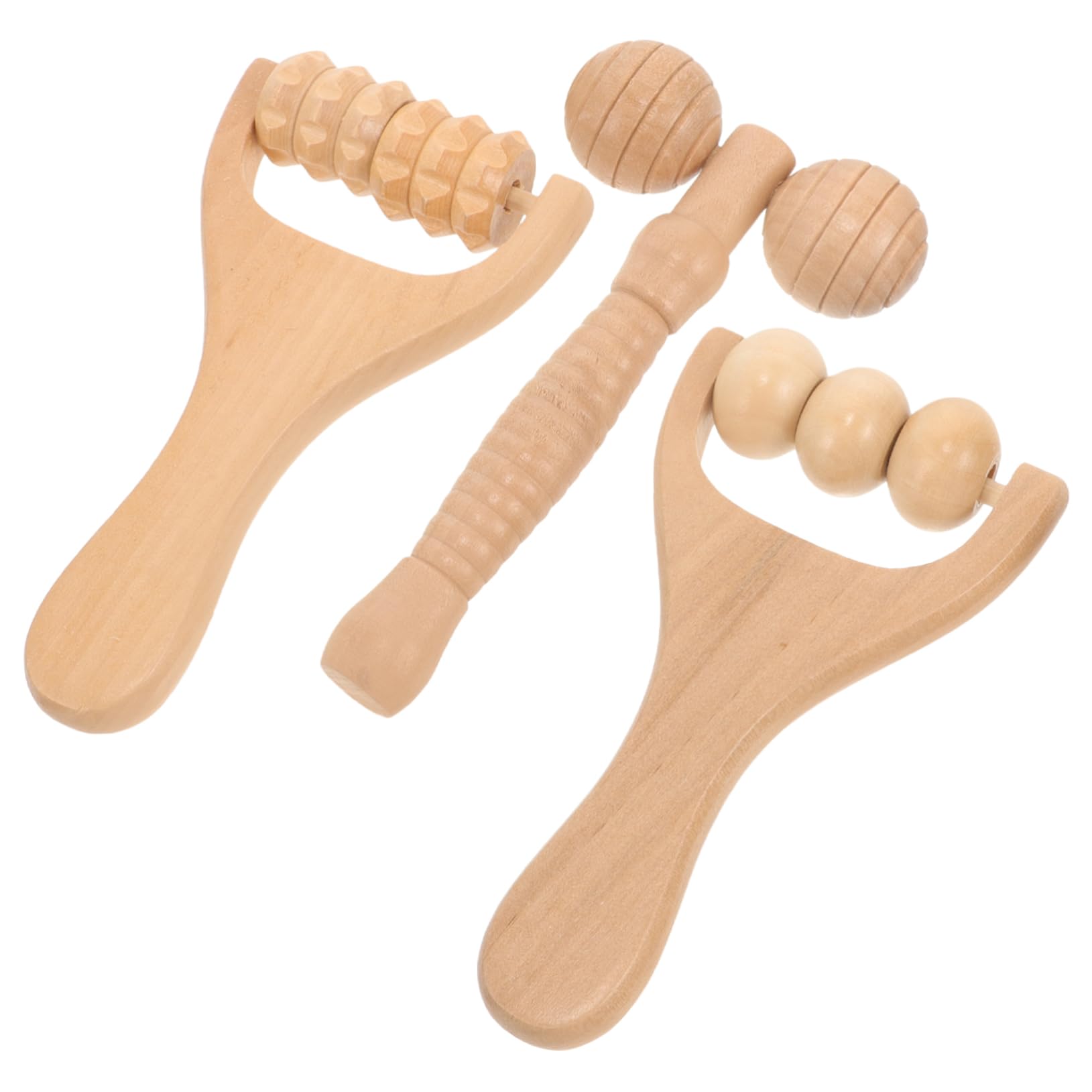 4 Sätze Professionelles Nackenmassagegerät Muskelmassage Massagerolle Schultermassagegerät Für Den Haushalt Professionelles Akupunktmassagegerät Holz 3 Stücke * 4
