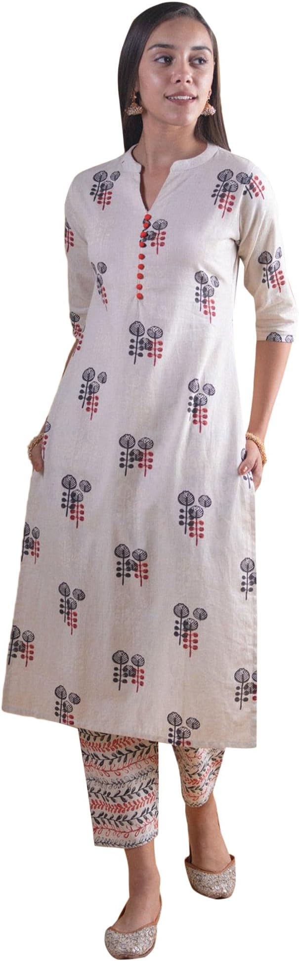 Libas Women's Silk Blend Printed Regular Kurta Set