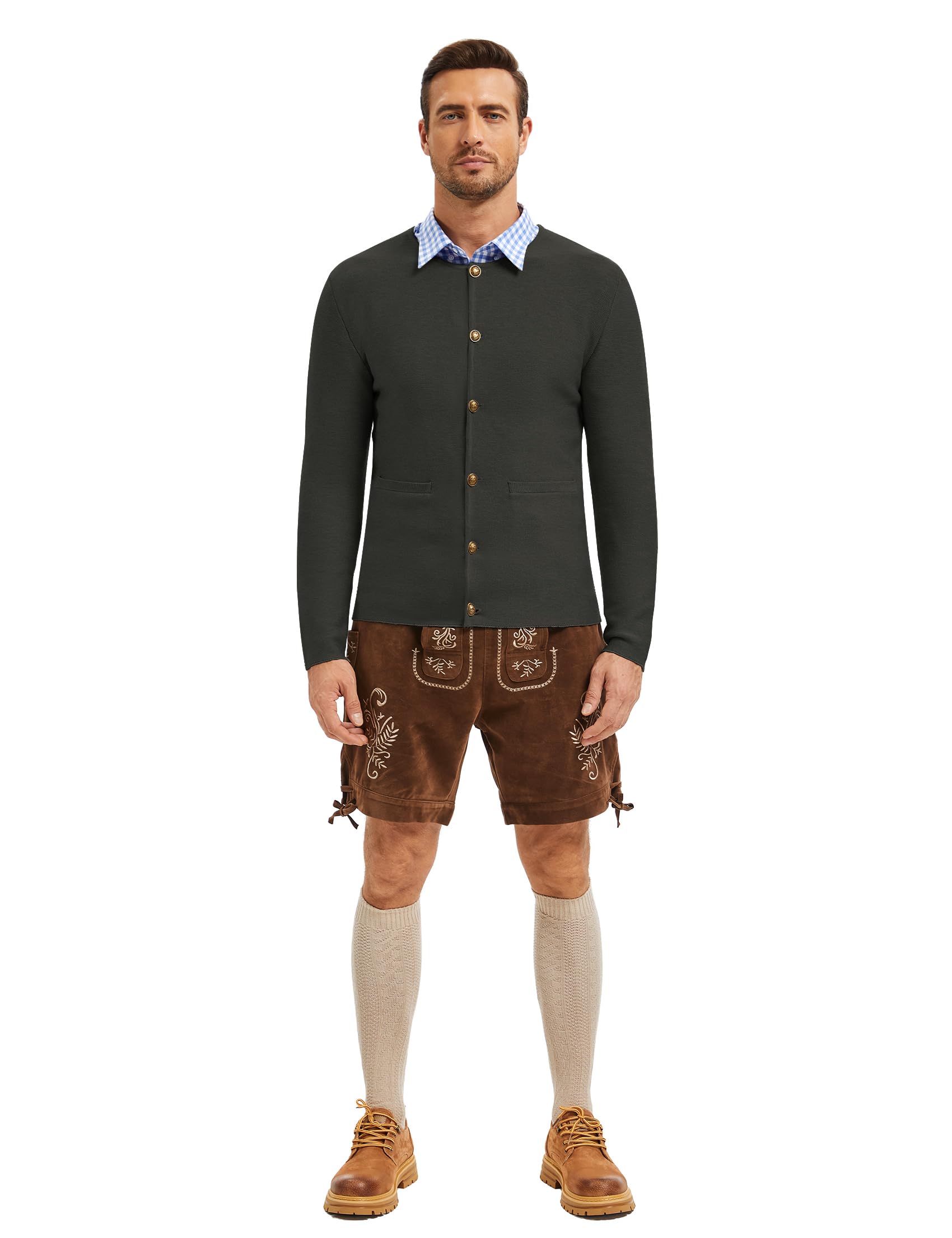 Herren Trachtenjacke Traditioneller Trachtenjanker mit Knopfleiste, Oktoberfest Outfit, Lederhosen Jacke, Trachtenmode für Männer, S-3XL