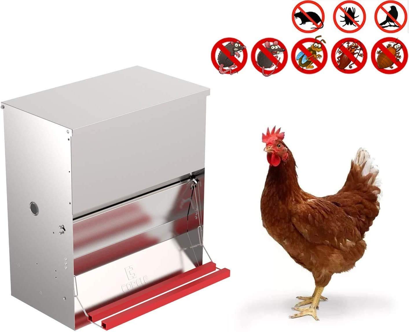 Mangeoire anti-nuisibles 40 kg pour 20 poules