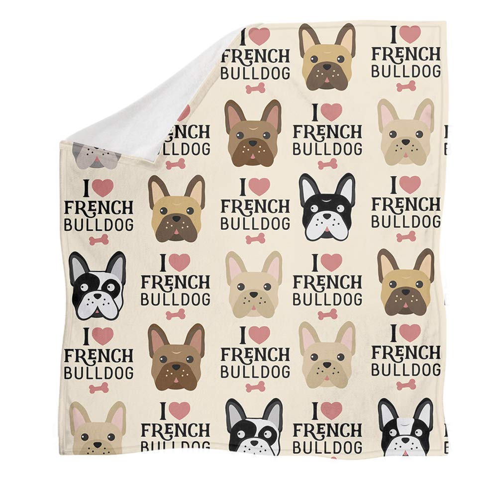UOIMAG Soft Flannel Fleece Blankets French Bulldog Bed Throws Blanket for Sofa Chair Couch Car Travel (114x152cm)