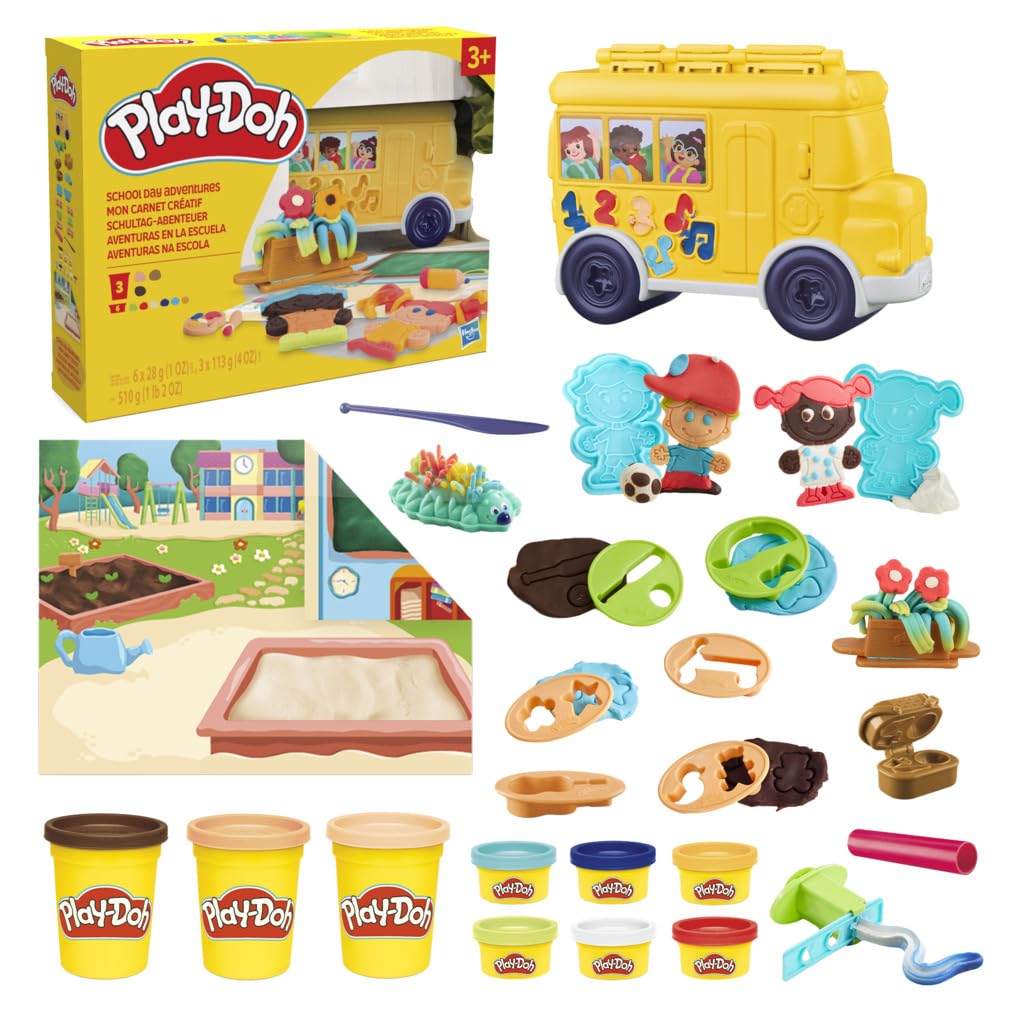 Play-Doh School Day Adventures Playset with Playmat, 15 Tools, 9 Colors, Preschool Toys for 3 Year Olds & Up
