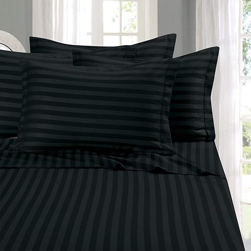 Elegant Comfort Silky-Soft - Juego de sábanas de 4 piezas de calidad egipcia de 1500 hilos, sin arrugas, tamaño Queen, color negro