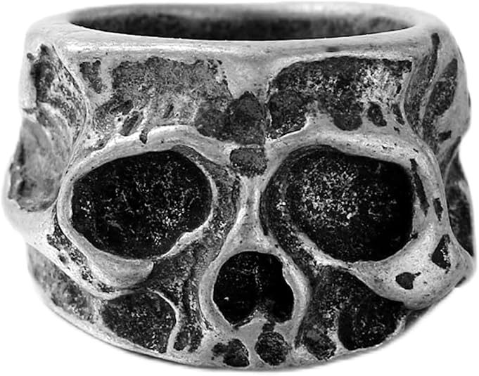 Stainless Steel Retro Vintage Antique Gothic Skull Death Biker Skeleton Cocktail Party Ring