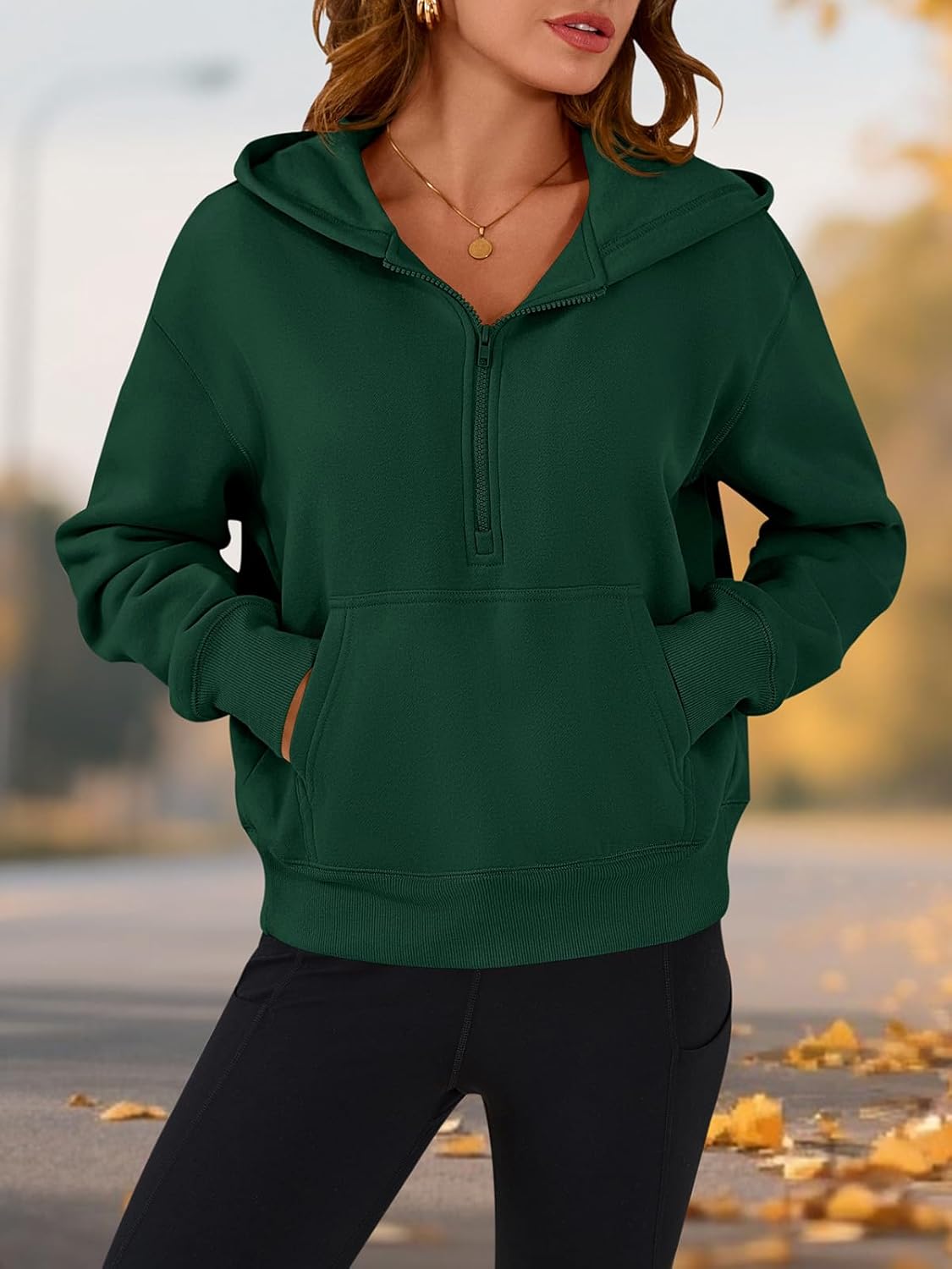 PRETTYGARDEN Women's Half Zip Up Hoodies 2025 Fall Long Sleeve Cropped Pullover Oversized Sweatshirt Fashion Y2K Clothes - Image 3