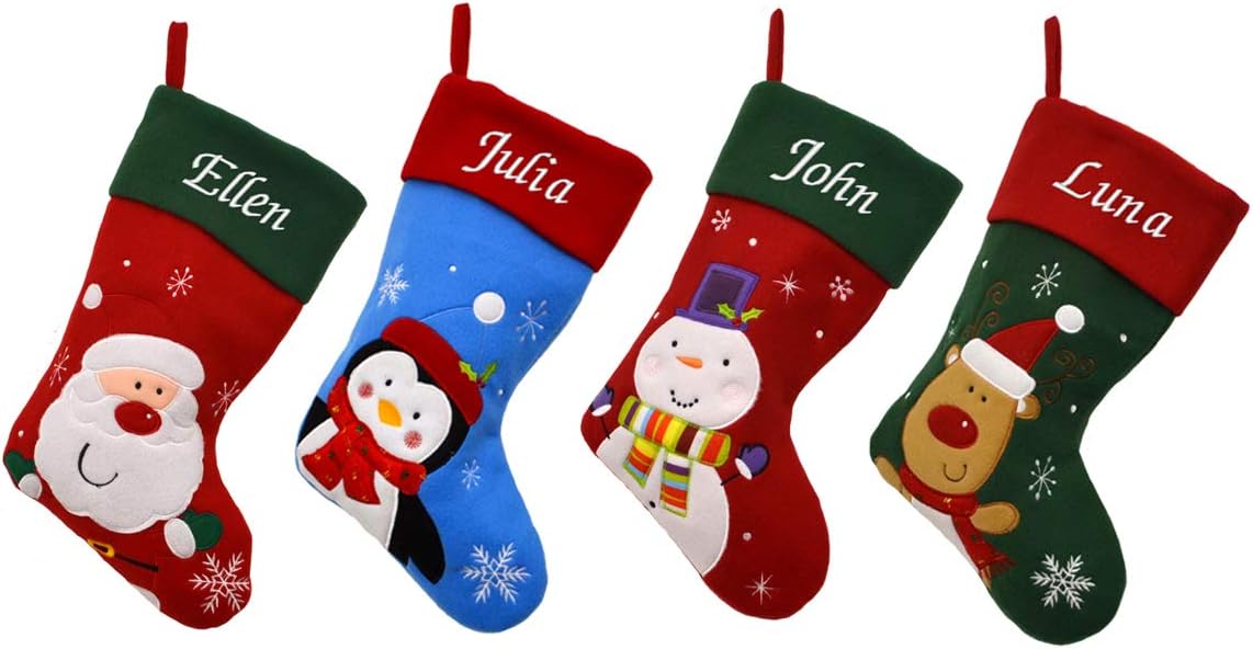 D3 Luxury Deluxe Personalised Embroidered Christmas Santa/Penguin/Snowman/Reindeer Xmas Stocking (Penguin)