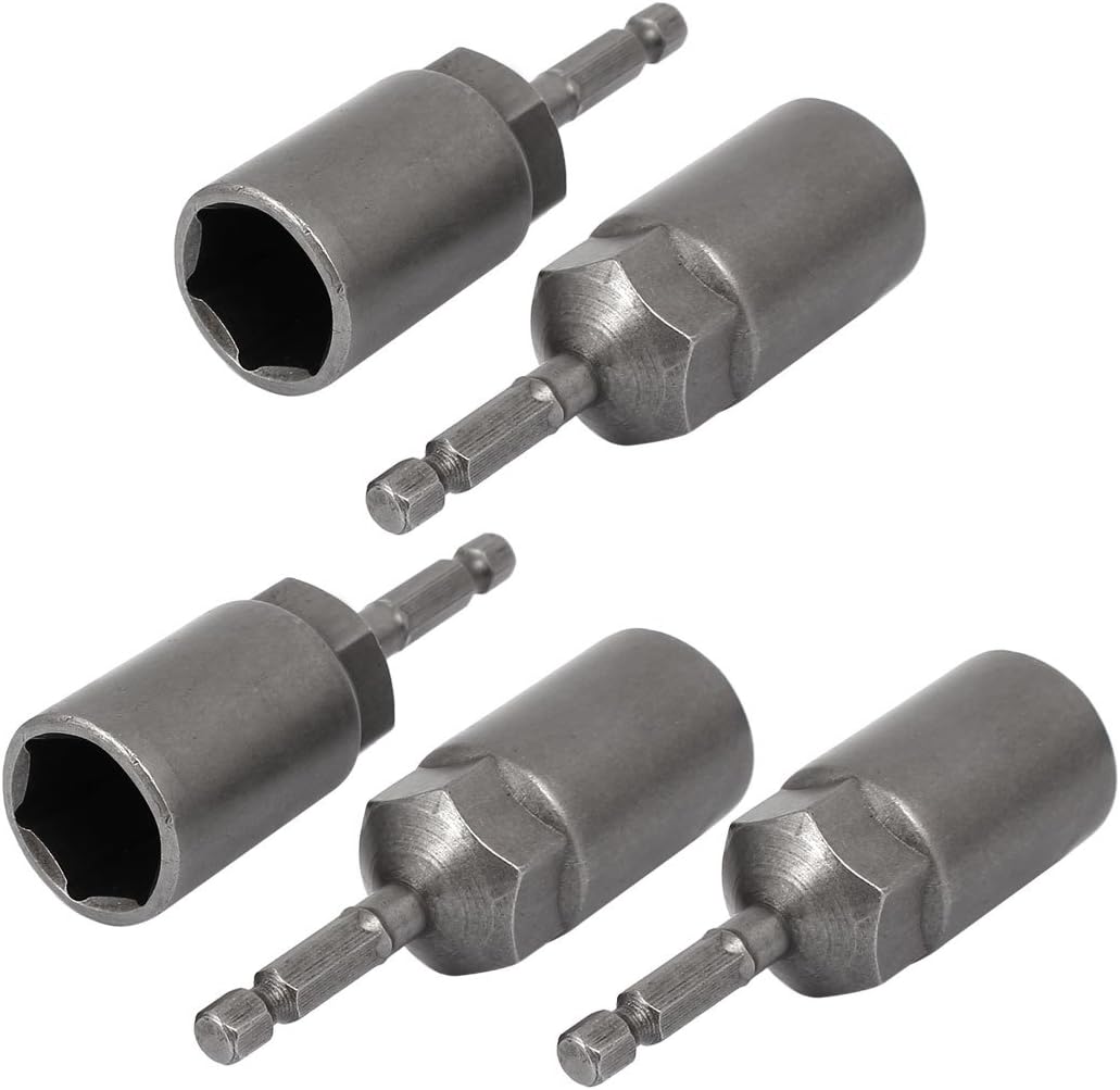 81mm Length Wrenches 19mm Hex Shank 8mm Hexagonal Deep Socket Nut Driver Bit Socket Wrenches Gray 5pcs