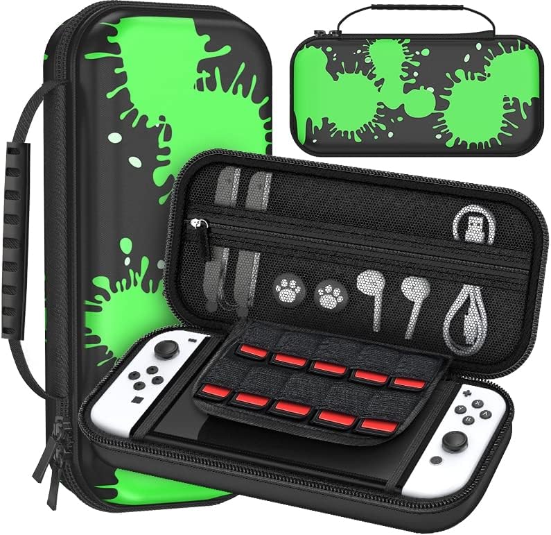 Kawaye Funda para Switch compatible con Nintendo Switch y Switch OLED, funda para Switch verde y negro