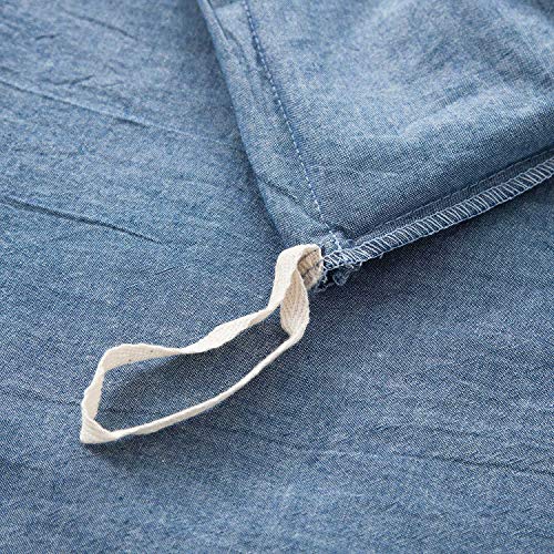 Lovque 100% Washed Cotton Duvet Cover Twin Size, Denim Blue Fade-Resistant Natural Bedding Set (No Comforter), 68X90 Inches #TOP5