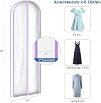 Zilink Breathable Dress Bags for Gowns 72" Clear Wedding Gown Garment Bag for Hanging Clothes with 4" Gussted for Long Evening Dresses, Fur Coat, Long garment Bags for Evens, Set of 2