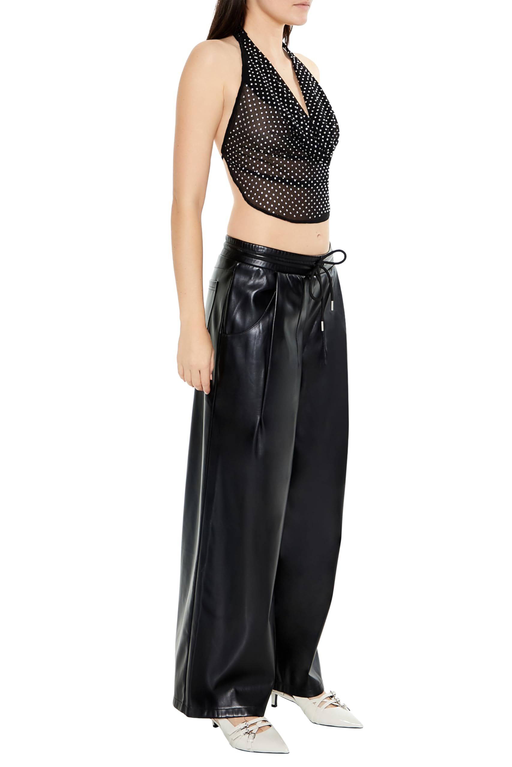 Forever 21 Faux Leather Drawstring Pants Pantalons Femme