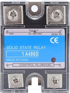 Single Phase Solid State Relay 70-280VAC Input 24-480VAC Load AC-AC Electrical Equipment SSR Solid State Relay for CNC Machinery(Berm-1 A4860 (60A)), Relay