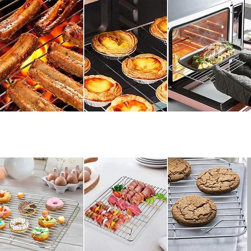 Bandeja horneado acero inoxidable rectangular con rejilla extraíble | Bandeja rectangular antiadherente apta for hornear, asar y asar alimentos en el horno.(L set)