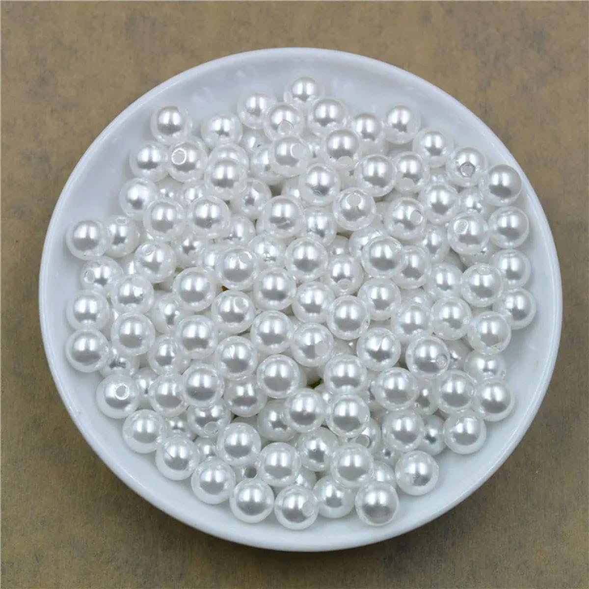 HUIOYG 50-1000Pcs with Hole ABS Imitation Pearl Bead 4/6/8/10/12MM for DIY Jewelry