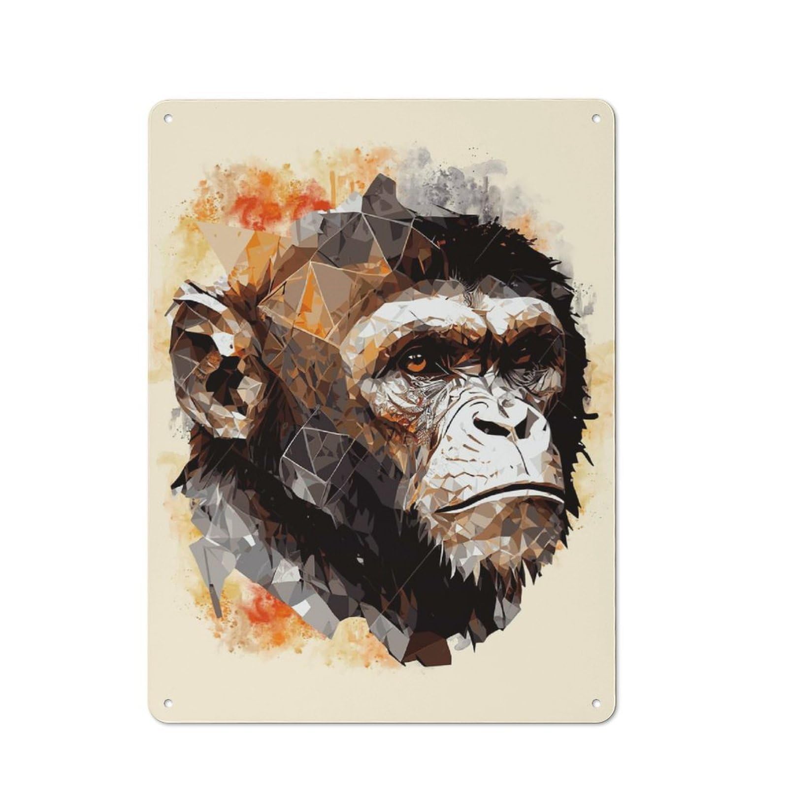 Junmoney Style-5 Clean Industrial Abstract Monkey Portrait Industrial Metal Sign 40X30cm, Studio Wall Art For Loft, Studio, Office Or Creative Room