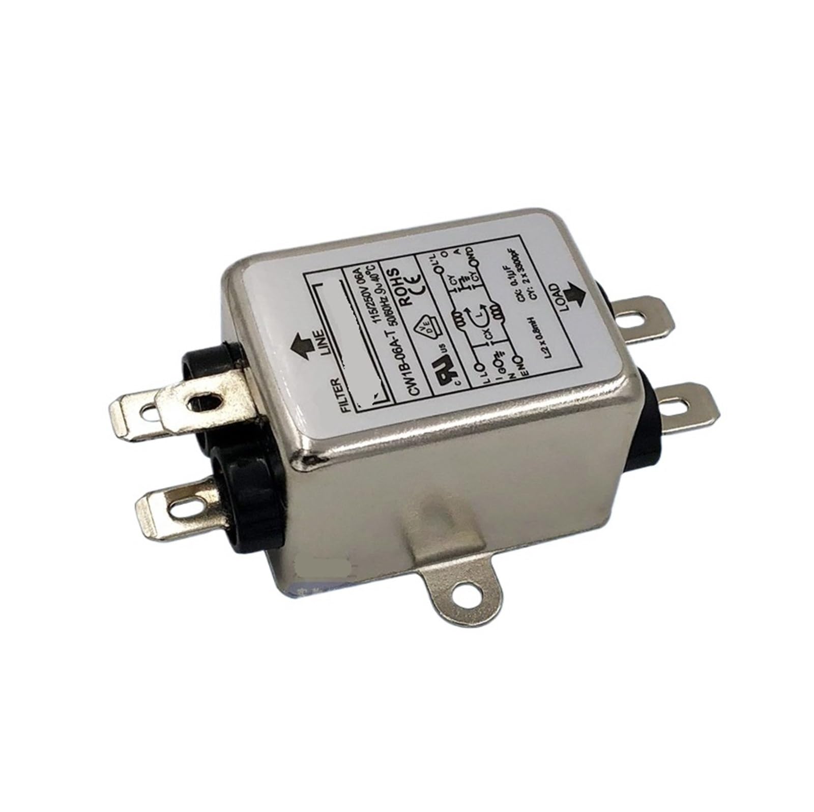 WBBAYDRFR CW1B 3 6 10A Anti-Interference Power Filter 15E AC 220V Single Phase T(CW1B-6A-T)