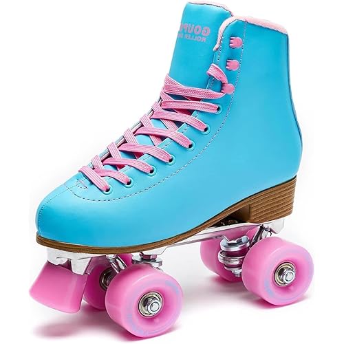 Goupsky Roller Skate Shoes for Women/Youth ,Retro 4 Wheels Quad Skates for Outdoor & Indoor