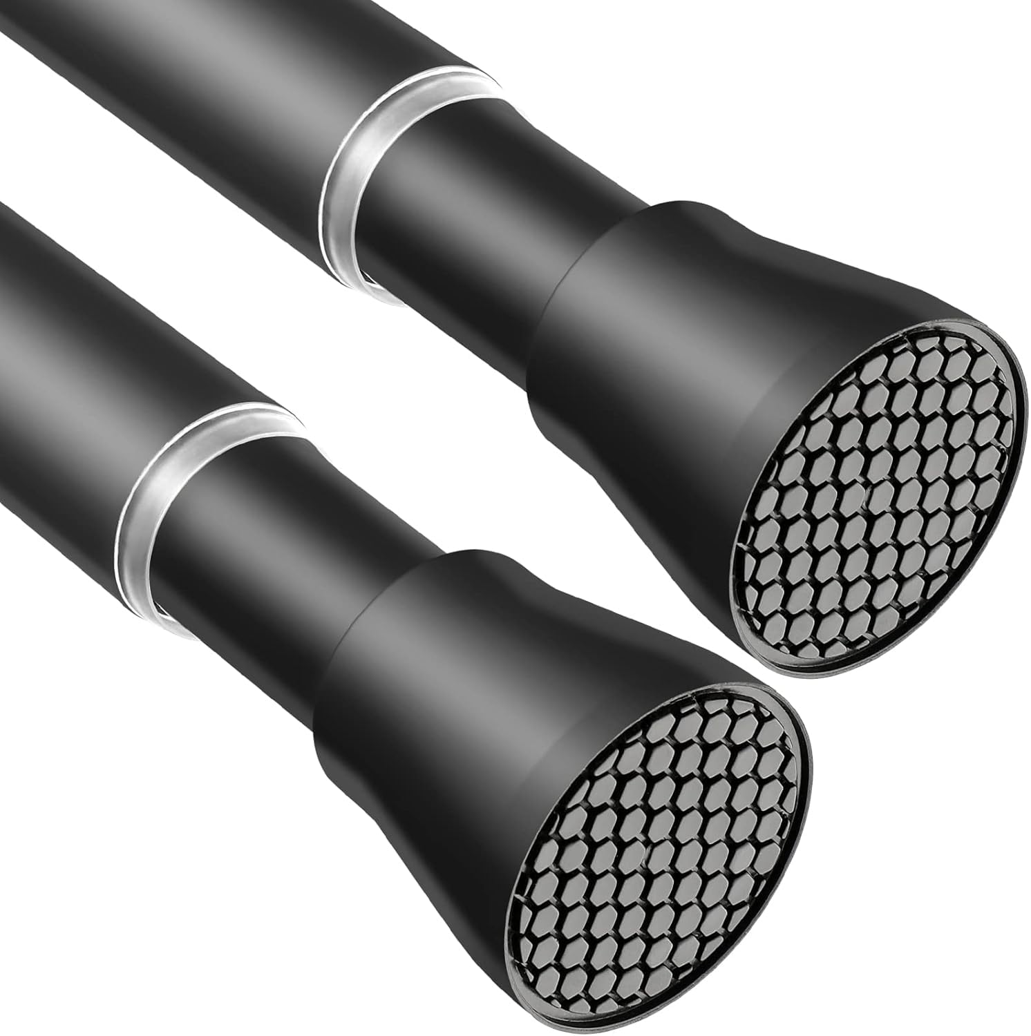 AIZESI 2 Stück Gardinenstange ohne Bohren 70-120cm Schwarz Teleskopstange Vorhang, Verstellbare Gardinenstange, Vorhangstange Klemmstange(22mm Durchmesser)
