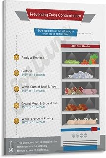Dining Room Food Safe Storage Guide Refrigerator Food Storage Poster Canvas Painting Posters And Prints Wall Art for Living Room Bedroom Decor 24x36inch(60x90cm) Frame-style