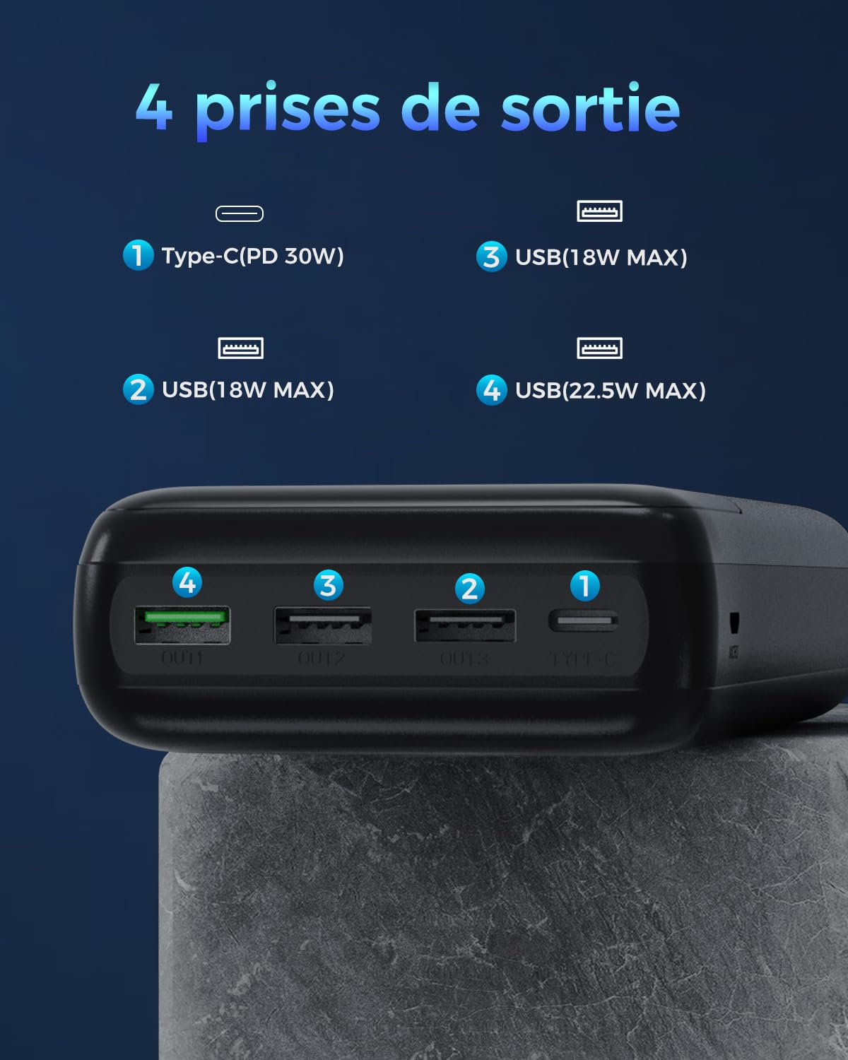 Batterie Externe 60000mAh Grande Capacité Power Bank