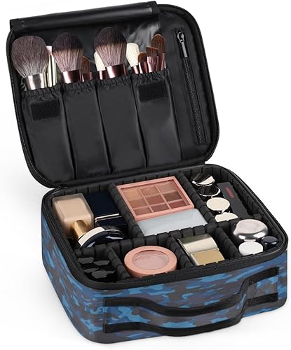 Miniatura 7 de KOBLEN Bolsa de maquillaje de viaje para mujer, grande, cuadrada, portátil, profesional, coqueta, estuche cosmético con asa de profundidad de