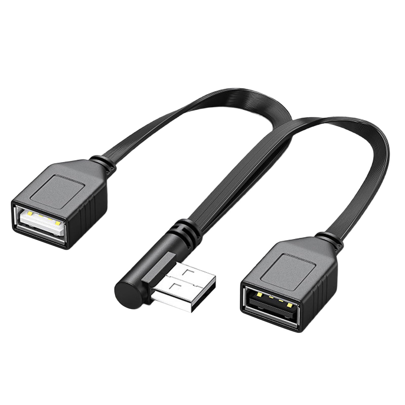 Xjdzineq USB 2.0 Splitter Cable Male to Double Female Adapter Space Saving 90Degree for Efficient Charging and Data Transfer USB Splitter